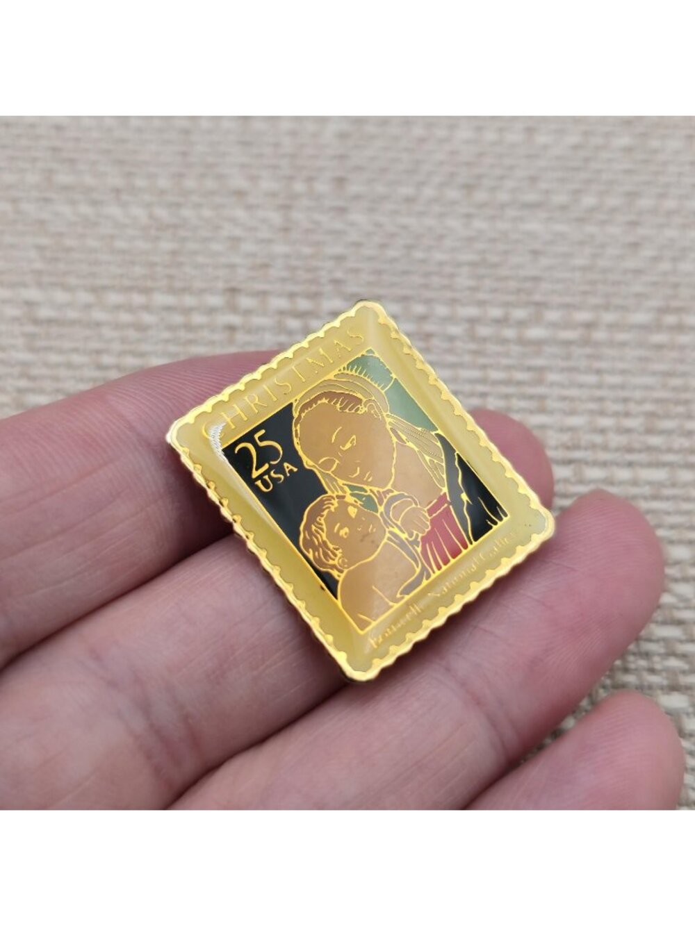 1988 Botticelli Christmas 25c Postage Commemorative Stamp Pin A8096 - Picture 2 of 6